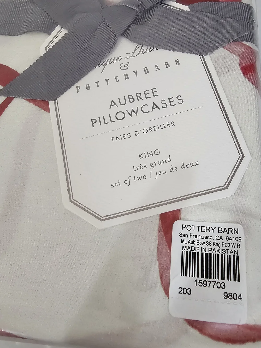 Pottery Barn Monique Lhuillier Aubree Bow King Pillowcases WR